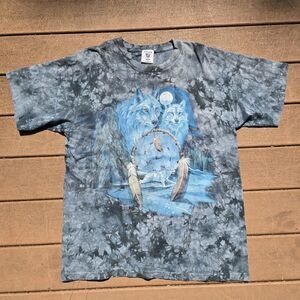 Wolf T Shirt Polar Graphics Tie Dye Wolves Dream Catcher Short Sleeve Mens Large